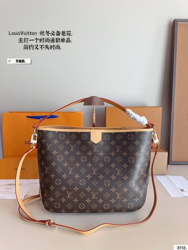 配礼盒. Lv 新款中古购物袋 超级酷 太爱啦 购物袋届的天花板 被它的颜值惊艳到啦 简约大气 时髦感十足 尺寸：36*13*29Cm