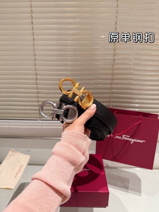 钢扣 高版本！腰带菲拉格慕牛皮皮带～热门款 男女通用皮带里面最火的版本啦～质量很好 全套包装！五金绝对不褪色 皮带头和专柜一样的哦～ 配礼盒手提袋发票