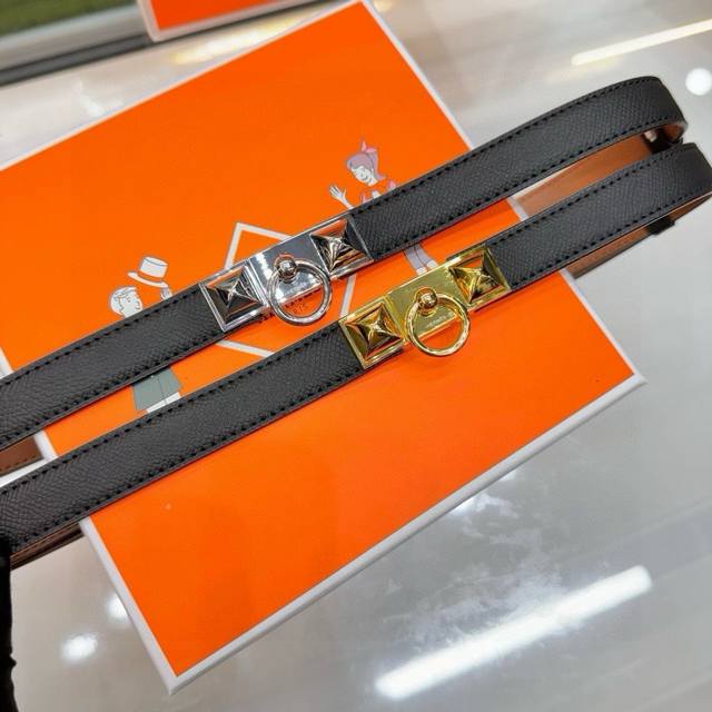 特别款式凯利女款皮带 特别推荐款hermes凯利女款皮带，Epsom小牛皮，新款菱形金字塔扣，长度可调节，一带通用码夏日精品 宽度2.0Cm