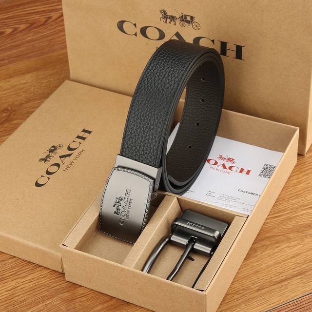 双扣 -蔻驰，3.8Cm宽度，头层牛皮带身配搭新款专柜扣！腰带长度 Cm-125Cm可供选择！长期现货供应...