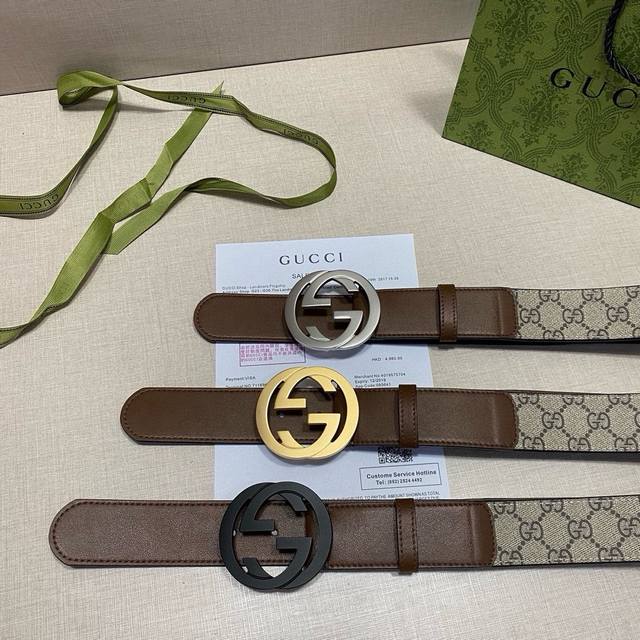 Gucci乌木色双g帆布皮带 宽度40Mm Gucci乌木色双g帆布皮带 宽度40Mm