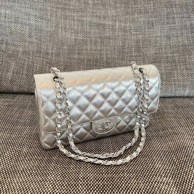 CHANEL CF 银色 尺寸:25.5x15.5x6.5cm