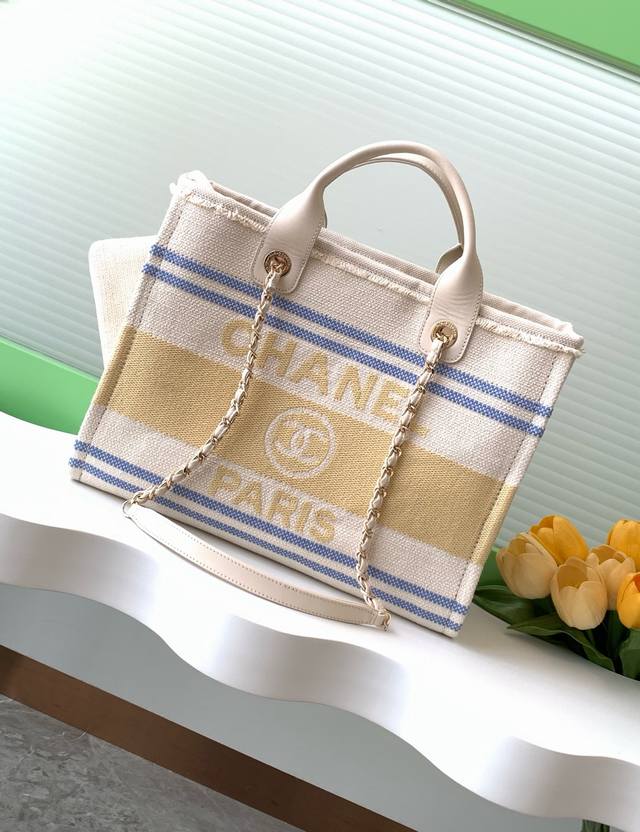 Chanel 25c早春 沙滩包黄色 超有假日感哒♀中号 款号AS3351 尺寸 34