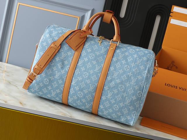 升级原版 M25334 M41418 Keepall Bandouli Gx本款Keepall Bandouliere 45旅行袋Monogram Denim材