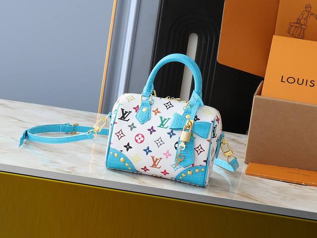 升级原版 鳄鱼纹M58953 M46234 M46222 Speedy BandoulièRe 20 手袋取材柔软涂层帆布，以缤纷彩虹色调描摹全幅 Monogr