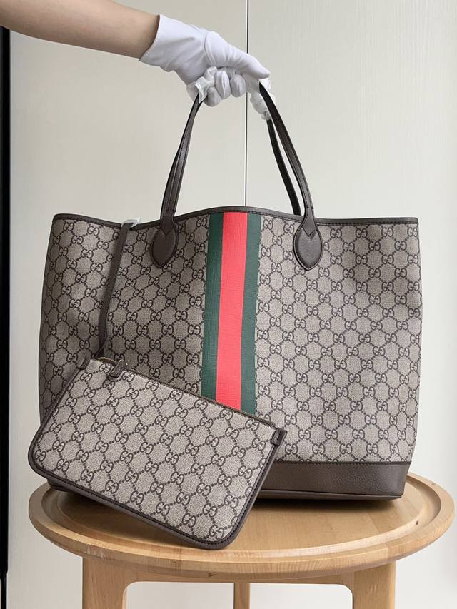 实拍# 款号：726755咖 尺寸：403319 Ophidia系列新款托特包Tote 超大容量，配一个小包包 夏天出行旅游啥的背真的飒！！ 经典配色 怎么搭都