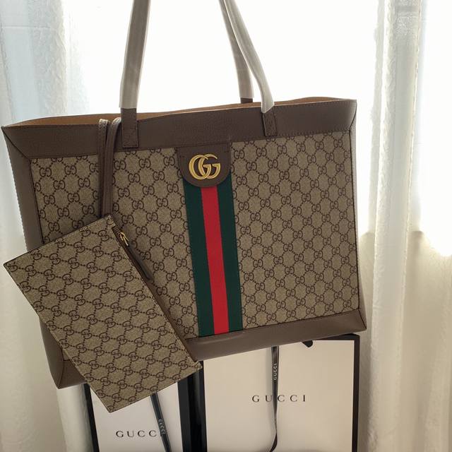 实拍# 款号：547947 尺寸：44X33X15Cm Gucci Ophidia系列 Tote 托特包 购物袋 子母包 经典包型经典花色 ，复古又实用的大包包