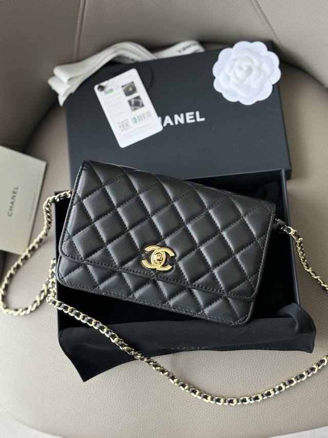 新款Woc发财包，双C纽扣款这款包在之前老款基础上把Logo改成这种旋转纽扣的设计，不会因为容量问题包盖会打开！非常实用的一款款号：A P253 尺寸：12×1