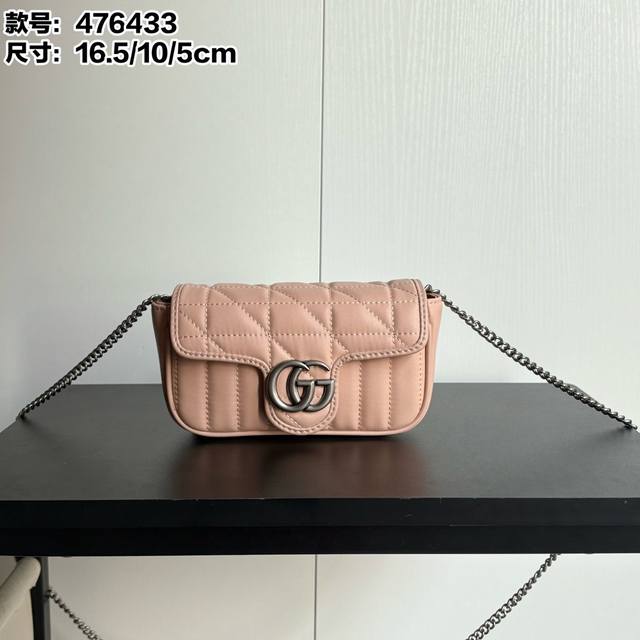 升级版实拍# 牛皮配盒 款号：476433玫瑰米 尺寸：16.5-5-10Cm Gg Nanomarmont 迷你 升级版本手感超好耐装 包包虽小 放Xs+钥匙