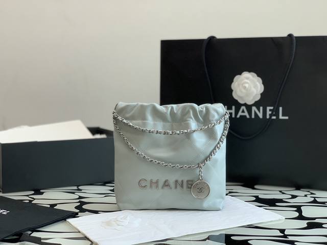 香奈儿Chanel 1：1对标专柜顶级 意大利进口原厂胎牛皮 23S Mini 22Bag五金穿皮链条皮绳链条，一包多用，可斜挎可手提可双肩背哦，也可使用调节扣