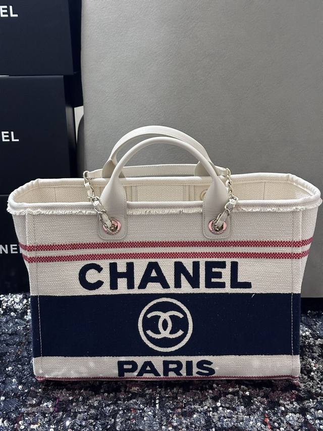 Chanel 25C早春 沙滩包 蓝红 超有假日感哒♀大38Cm