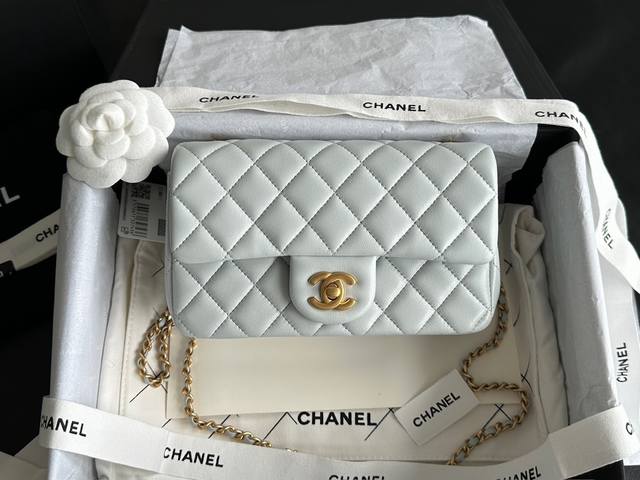 Chanel 23K 金球Cf大Mini 灰蓝 正品皮 23K最新版本全新升级 硬底与U型侧围 采用意大利方框原厂一级小羊皮，香家原厂开料部流入、顶级皮胚，珍贵