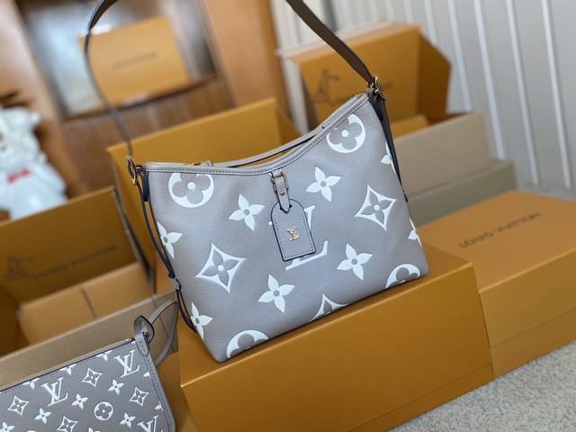 顶级原单 M46288灰色丝印支持Nxp芯片感应 动态芯片Carryall 小号手袋取材 Monogram Empreinte 压纹皮革，充裕构型设有齐整内层，