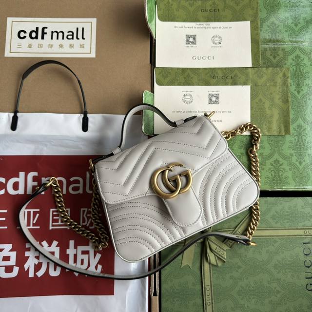 原厂皮配 Cdfmall三亚免税店手提袋 Marmont 意大利原厂皮 与专柜皮料一致、带有特殊皮味 令人欲罢不能的Gucci美包你收了吗？ Gg Marmon
