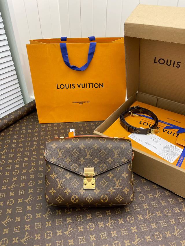 芯片钢 全钢特级 专柜经典款Pochette MéTis老花邮差包 M44875，25*19*7Cm