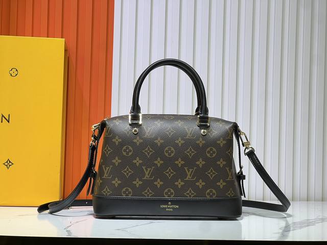 批290独家实拍-升级版 Lv老花配皮 手提单肩斜挎包，型号M68169,配长肩带，2025新款时尚女包单肩包 老花真皮肩带真皮手袋，大容量[强]尺寸:28X2