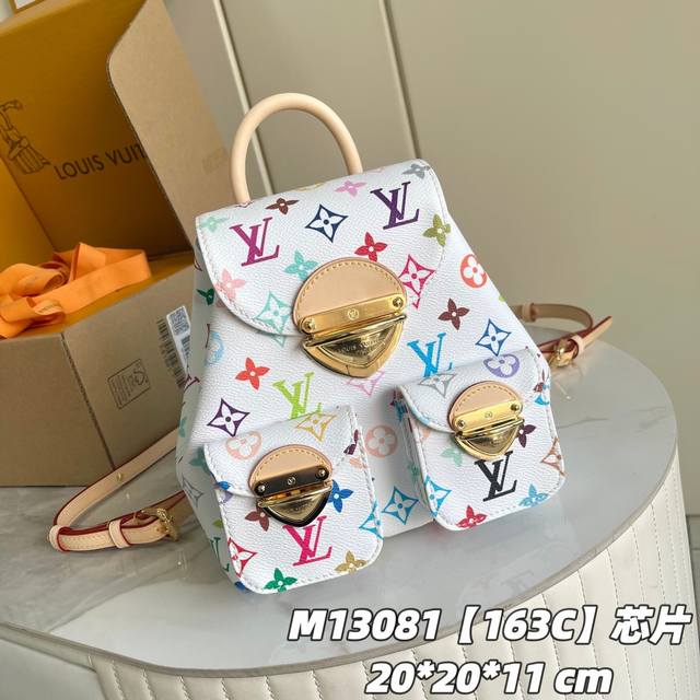 163C01 芯片版 内部价P 款号： M13081 原单加强版 独家实拍背景图 双肩包系列 Venice 双肩包 三彩-村上隆 本款 Venice Jh 双肩