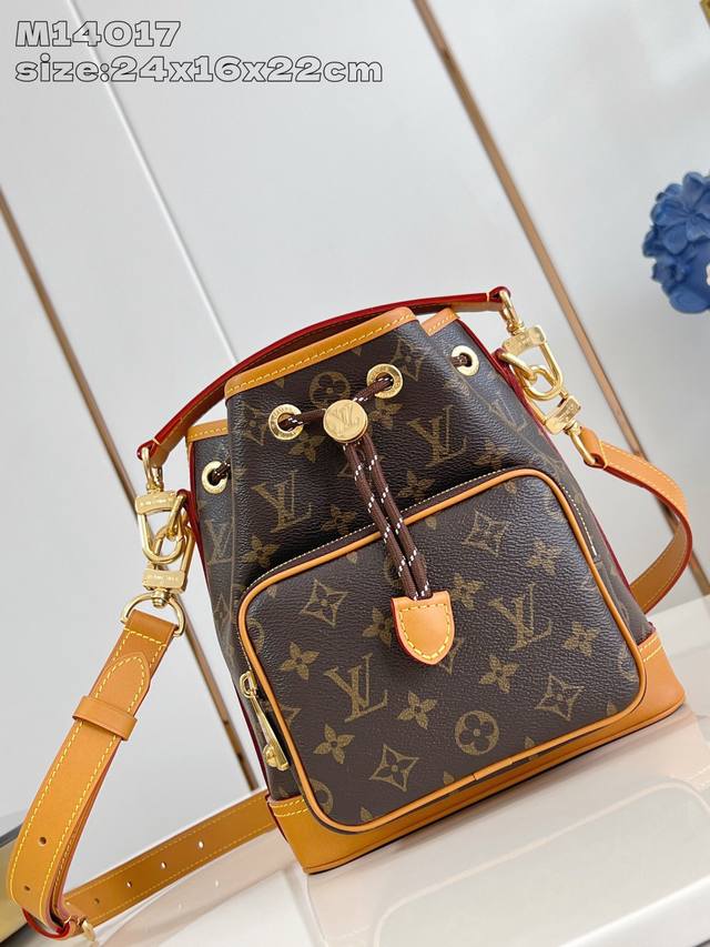 出厂价P 顶级原单 M14017老花 路易威登 Noé Cargo 水桶包以 Monogram 帆布构型，配以做旧感皮革饰边，传承了 1932 年为携带香槟酒瓶
