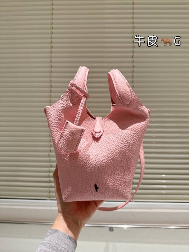 头层牛皮 拉夫劳伦Polo 25Ss春夏新品 菜篮子 菜篮子上身都绝美，大号手拎，小号斜挎、手拎都可以呀 尺寸12 17Cm