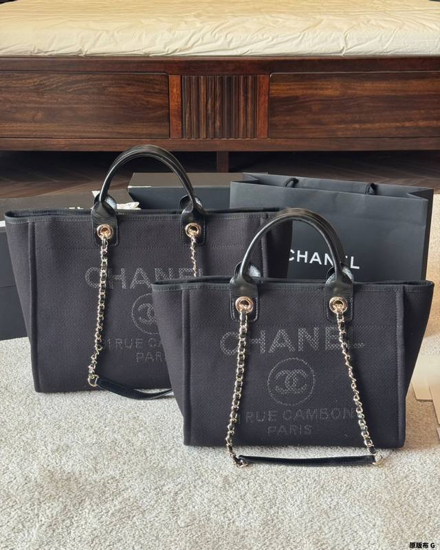 原版布 Chanel 沙滩包 手提包 24C 托特 香奈儿 24C 沙滩包 质感很高级 容量超级大也很耐用 日常出街背它回头率百分百 就是这种随性慵懒感 尺寸