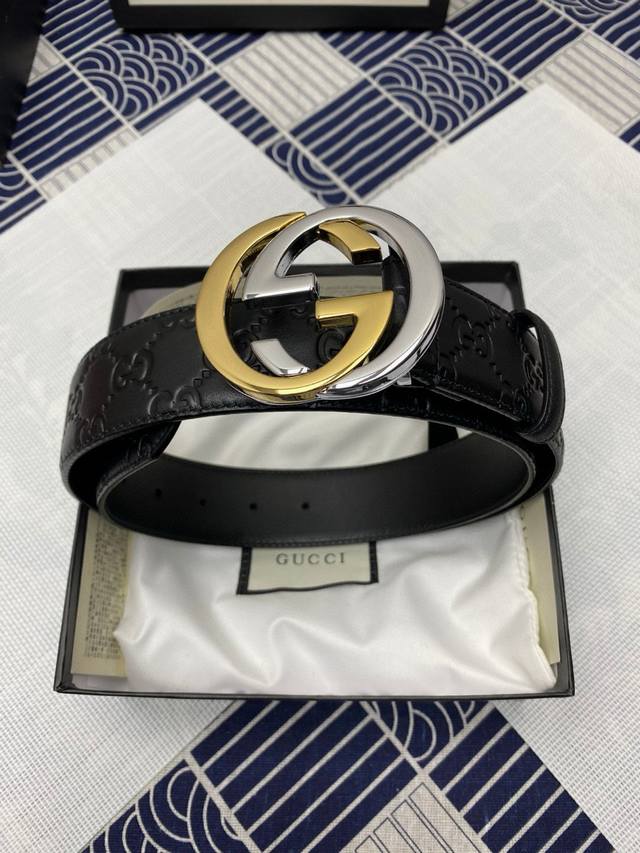 古驰：原单头层牛皮压G面，内衬头层小牛皮底.搭配原单介色扣，原单皮料定制，专柜宽度3.8Cm