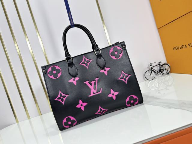 升级原版 M46833 Onthego 中号手袋 M46834M45595全黑M45494杏印45495黑印45496白印M46286粉色Monogram 是全