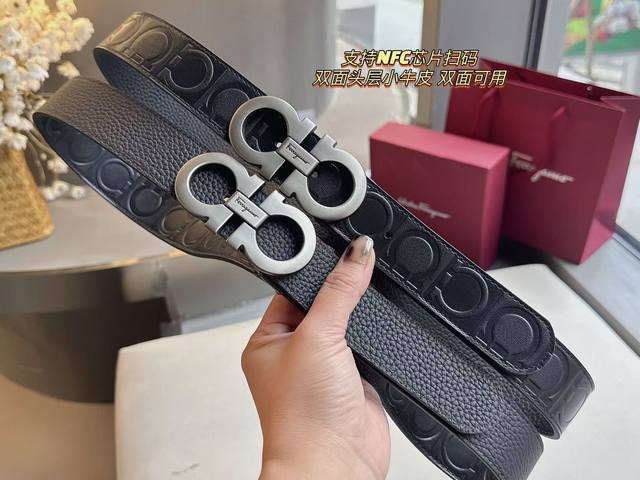 支持Nfc芯片菲拉格慕男士皮带 一条带了就会发财的腰带必买Ferragamo 菲拉格慕的理由:因为皮带头形状是8，谐音是发 腰缠万贯这个理由够充分吧 最关键还不