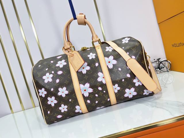 升级原版 M41418 41416 98004 村上隆樱花 本款 Keepall BandoulièRe 45旅行袋选用 Monogram Macassar 帆 升级原版 M41418 41416 98004 村上隆樱花 本款 Keepall BandoulièRe 45旅行袋选用 Monogram Macassar 帆
