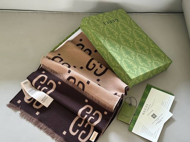 配盒 原单 Size：35*190Cm Gg 原单双面围巾 羊绒围巾手感柔软 保暖效果非常好 很有腔调Yyds 无敌好卖！必须种草！