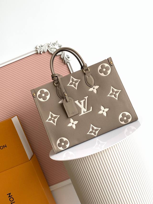 45494款 有吊牌 头层牛皮 顶级原单加强版 163C01变码芯片 M45595黑色 M45494杏印 M45495黑印 顶级原单本款 Onthego 中号手