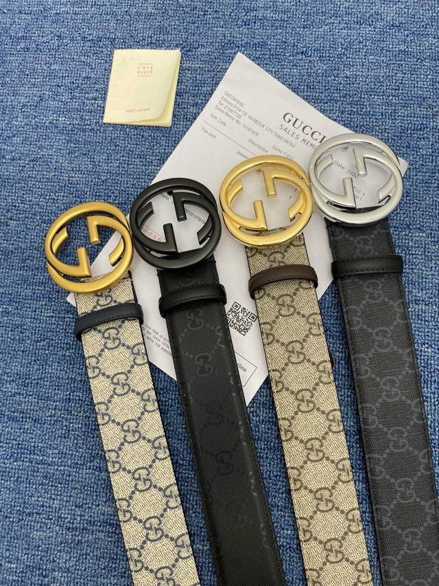 顶级原单复刻 配送专柜全套礼盒包装 品牌 古驰 Gucci 描述 采用高级gucci Signature真皮精制而成，触感厚实，饰以双g商标带扣。腰带为意大利尺 - 点击图像关闭