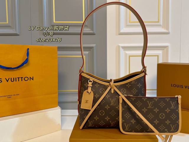 小号 折叠盒飞机盒 Size： 23×16小号 Lv 路易威登新款carryall购物袋 带有蝴蝶结的腋下包，实用能装～ 子母包设计搭配小手袋，磁扣开合！ 无敌